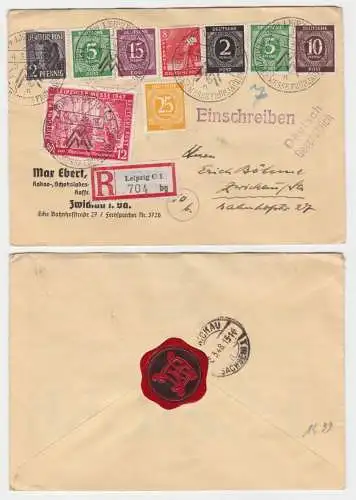 95259 Einschreibebrief Max Ebert Schokoladenfabrik Zwickau nach Leipzig 1948