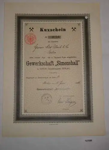 1 Kux Kuxschein Gewerkschaft "Simonshall" zu Gotha Berlin 15.6.1906 (127056)