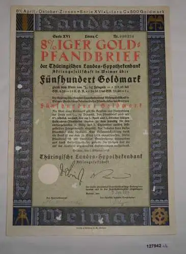 500 Goldmark Pfandbrief Thüringische Landes-Hypothekenbank Weimar 1928 (127942)