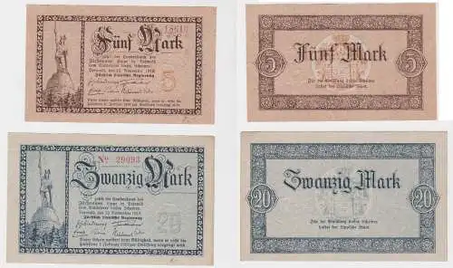 5 & 20 Mark Banknote Fürstlich Lippische Regierung Detmold 13.11.1918 (130509)