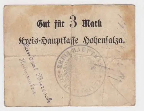 3 Mark Banknote Notgeld Kreishauptkasse Hohensalza 1.Weltkrieg (130648)