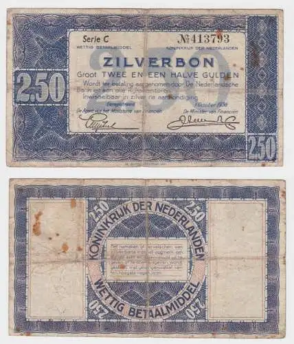 2,50 Gulden Silverbon Banknote Niederlande 1.Oktober 1938 (151410)
