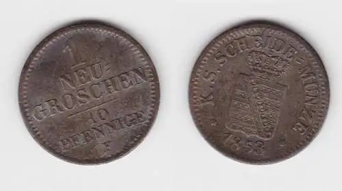 1 Neu Groschen Silber Münze Sachsen 1853 F ss+ (150985)