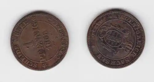 1 Pfennig Kupfer Münze Sachsen 1862 B ss+ (151595)