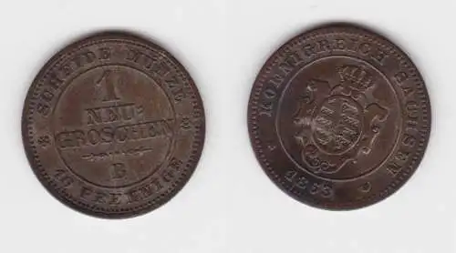 1 Neu Groschen Silber Münze Sachsen 1863 B ss+ (150992)