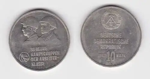 DDR Gedenk Münze 10 Mark 30 Jahre Kampfgruppen der Arbeiterklasse 1983 (151056)