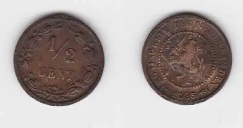 1/2 Cents Kupfer Münze Niederlande 1885 ss (135250)