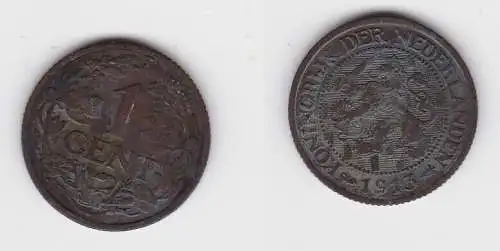 1 Cent Kupfer Münze Niederlande 1913 ss (137226)