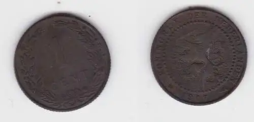 1 Cent Kupfer Münze Niederlande 1907 ss (137823)