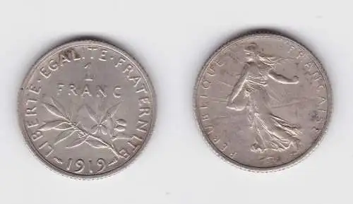 1 Franc Silber Münze Frankreich 1919 ss (145451)