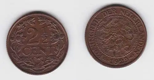 2 1/2 Cent Kupfer Münze Niederlande 1929 vz (133424)