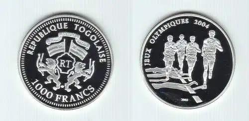 1000 Francs Silber Münze Togo Olympiade Athen 2004 PP Marathon (140200)