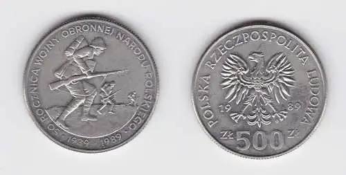 500 Zloty Nickel Münze Polen 50.Jahrestag des Einmarsches in Polen 1989 (137560)