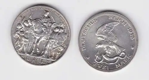 2 Mark Silbermünze Preussen Der König rief .... 1913 Jäger 109 vz (144698)