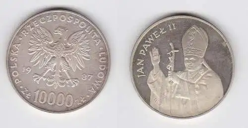 10000 Zloty Silber Münze Polen Pabst Johannes Paul II 1987 PP (150437)