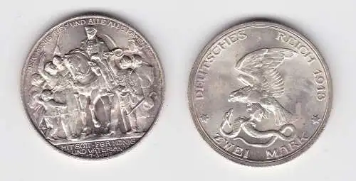 2 Mark Silbermünze Preussen Der König rief .... 1913 Jäger 109 vz (141276)