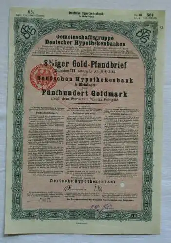 500 Goldmark Pfandbrief Deutsche Hypothekenbank Meiningen 01.09.1924 (150407)