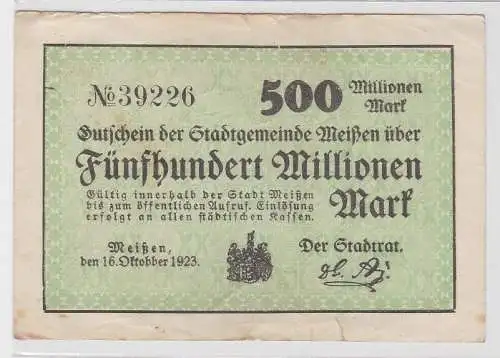 500 Millionen Mark Banknote Stadtgemeinde Meissen 16.10.1923 (150299)