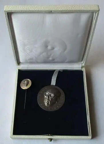 DDR Medaille Johannes R. Becher in Silber + Miniatur im Etui (126280)