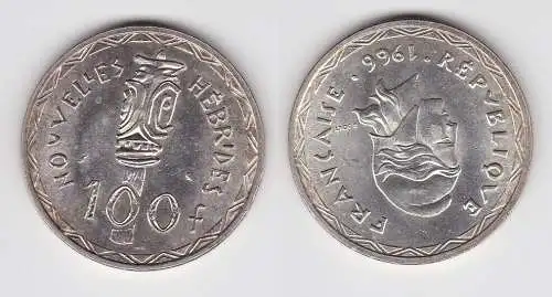 100 Franc Silber Münze Französisch New Hebrides 1966 (150085)