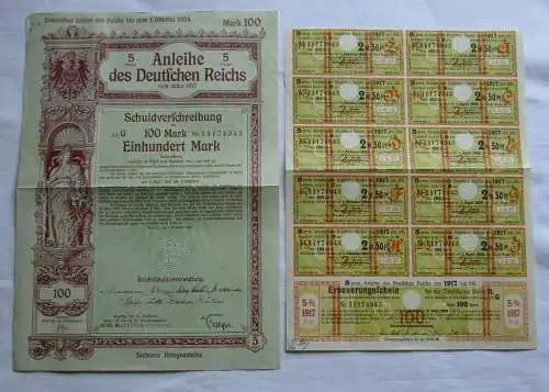 100 Mark Aktie Anleihe des deutschen Reichs Berlin 01.11.1917 (150405)