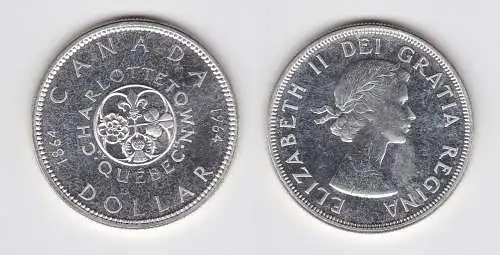 1 Dollar Silber Münze Canada Kanada Lilie, Kleeblatt, Distel & Rose 1964(150109)