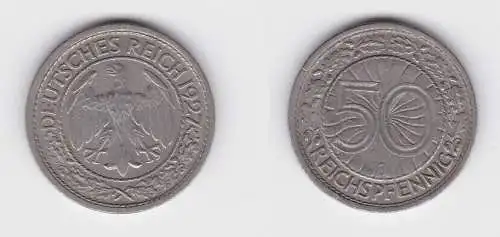 50 Pfennig Nickel Münze 1927 J Jäger 324 ss+ (150535)