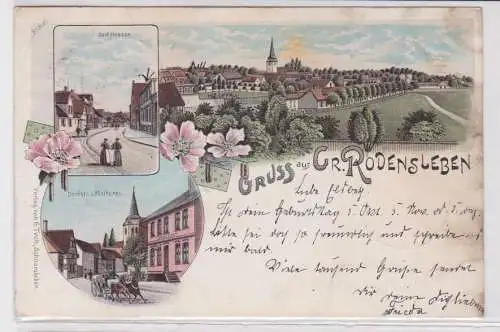 35770 Ak Lithographie Gruß aus Groß-Rodensleben Molkerei, Dorfstraße usw. 1900
