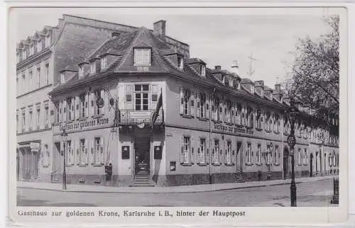 900024 AK Karlsruhe - Gasthaus zur goldenen Krone hinter der Hauptpost 1940