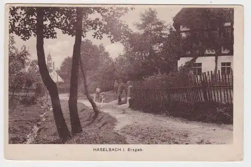 78967 Ak Haselbach im Erzgebirge Dorfansicht um 1920