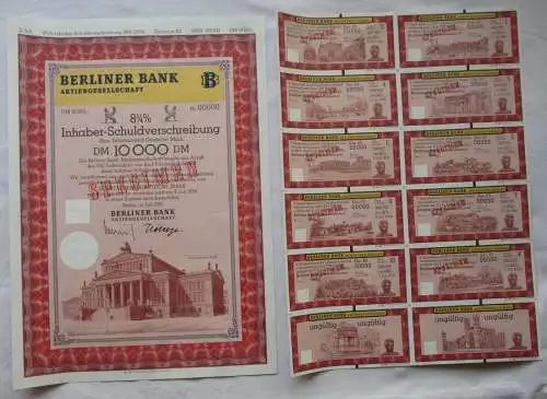 10000 DM Aktie Schuldverschreibung Berliner Bank AG SPECIMEN Juli 1991 (107430)
