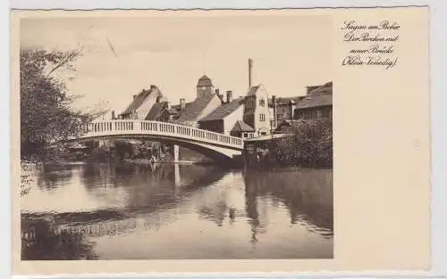 32132 AK Sagan am Bober (Żagań) - Parchen mit neuer Brücke (Klein-Venedig) 1934