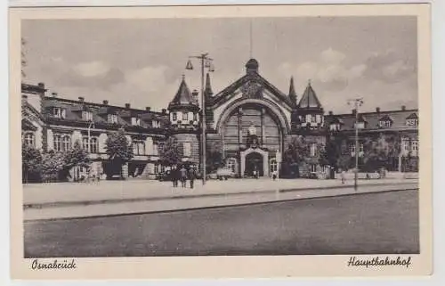 99651 Ak Osnabrück - Hauptbahnhof, Außenansicht mit Vorplatz 1943
