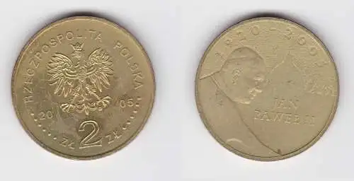 2 Zloty Messing Münze Polen Pabst Johannes Paul II 2005 (139173)