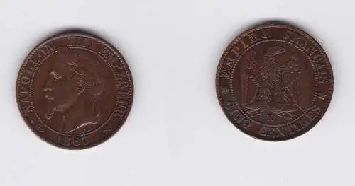 5 Centimes Kupfer Münze Frankreich Napoleon III. 1863 K (127317)