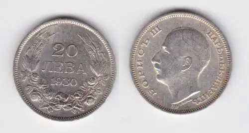 20 Lewa Silber Münze Bulgarien 1930 (133359)