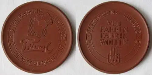 DDR Medaille Meissner Porzellan VEB Farbenfabrik Wolfen  (145060)