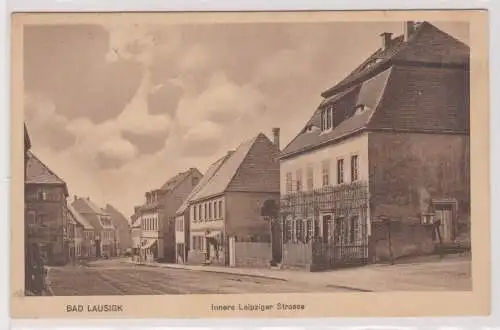 58829 Ak Bad Lausick - Blick in die Innere Leipziger Straße 1917