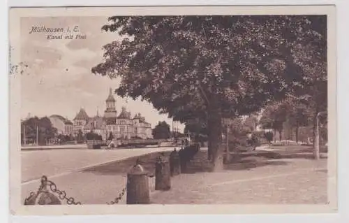 48467 Ak Mühlhausen i. E. - Kanal und Post 1915
