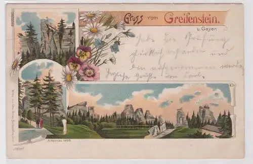 99777 Lithographie Ak Gruss vom Greifenstein b. Geyer 1902