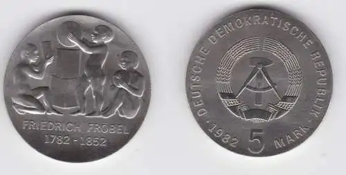 DDR Gedenk Münze 5 Mark Friedrich Fröbel 1982 Stempelglanz (136638)