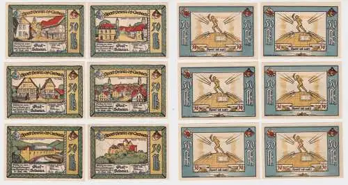 6x 50 Pfennig Banknoten Notgeld Sportverein 09 Corbach 1. Februar 1922 (137681)