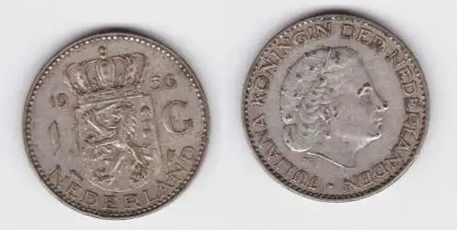 1 Gulden Silber Münze Niederlande 1956 (109550)