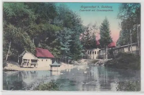 30292 Ak Augustusbad bei Radeberg - Ententeich mit Genesungsheim um 1910