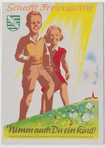 96904 Propaganda Ak Volkssolidarität "Schafft Ferienplätze" 1946