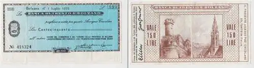 150 Lire Banknote Italien Italia Banca di Trento e Bolzano 1.7.1976 (155651)