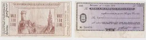 100 Lire Banknote Italien Italia Banca di Trento e Bolzano 1.7.1976 (155090)