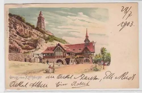 59917 Ak Lithographie Gruß vom Kyffhäuser 1903