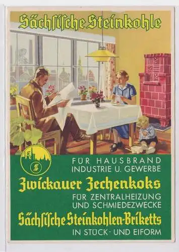 75038 Reklame Ak Zwickau "Sächsische Steinkohle" um 1930