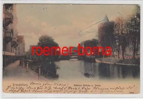 72910 Ak Brandenburg Steintor Brücke u. Turm 1904